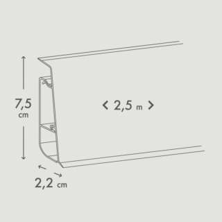 PVC LETVICA ZA LAMINAT HI LINE PRESTIGE 75mm P089/P9003 BIJELA 2,5m R123/R109 