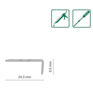 ALU PROFIL L SIMPLE-FIX 11 90/SREBRNI KUTNI 24,5/9,5mm 