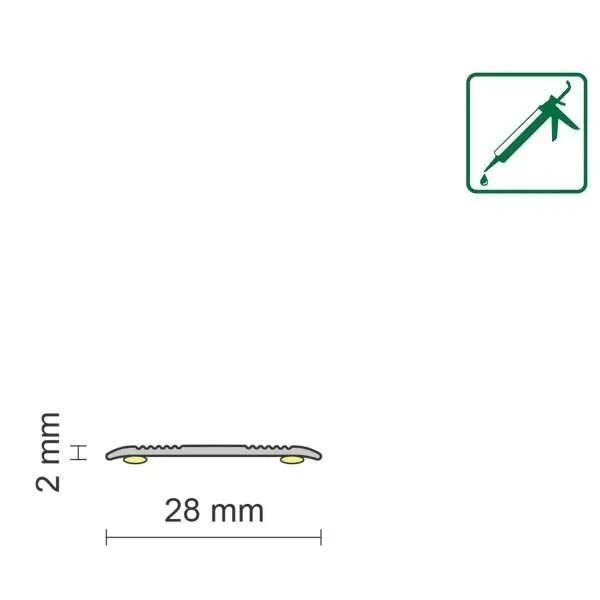 ALU PROFIL SIMPLE-FIX 23 90/SREBRNI SAMOLJEPLJIVI PRIJELAZNI RAVNI 28mm 