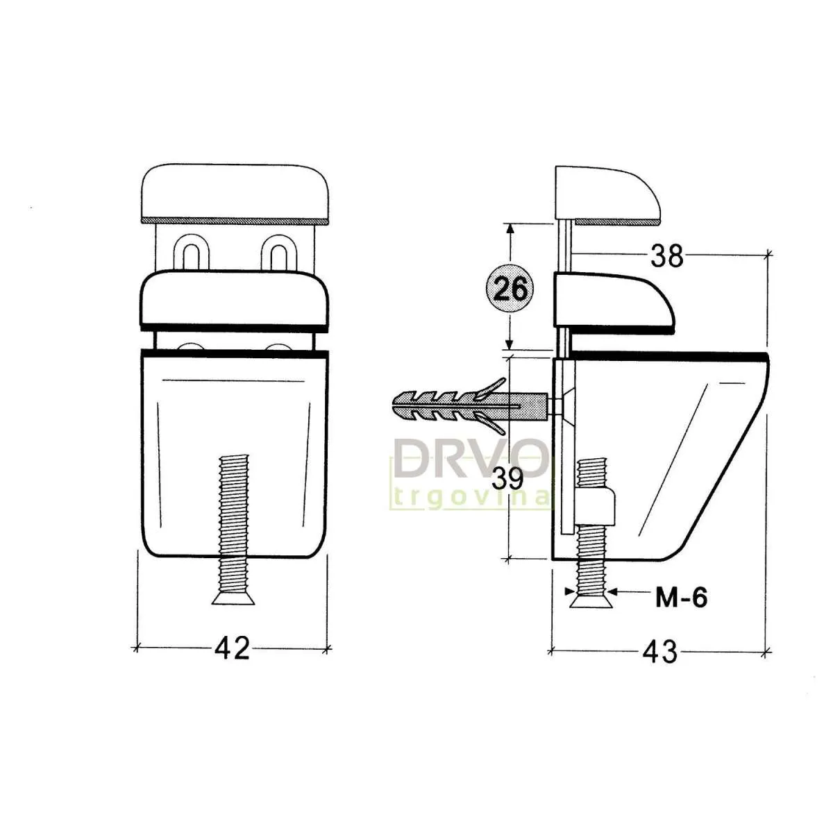 NOSAČ POLICA 4-26mm INOX SATIN 103337164 