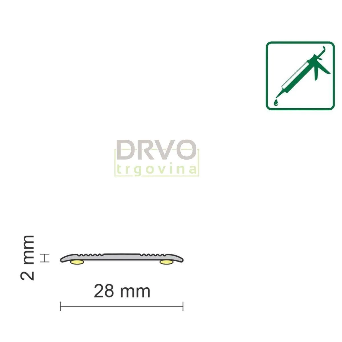ALU PROFIL SIMPLE-FIX 23 90/ZLATNI SAMOLJEPLJIVI PRIJELAZNI RAVNI 28mm 
