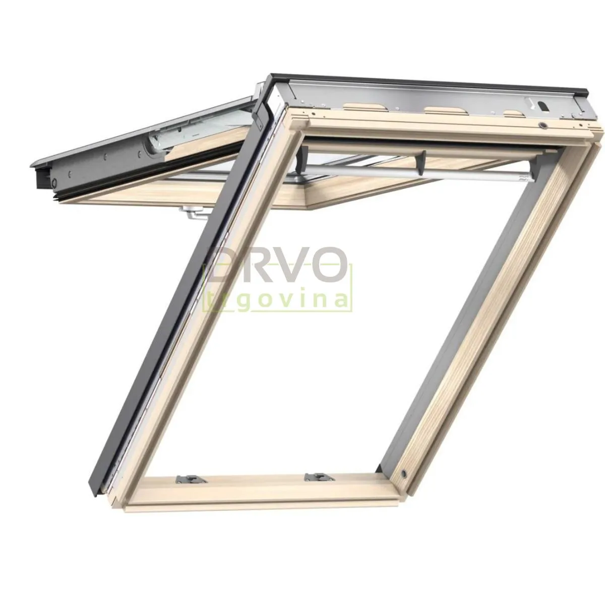 VELUX PREMIUM KROVNI PROZOR, BEZBOJNI LAK,DVOSTRUKI OVJES, DONJA RUČKA, STAKLO 68 