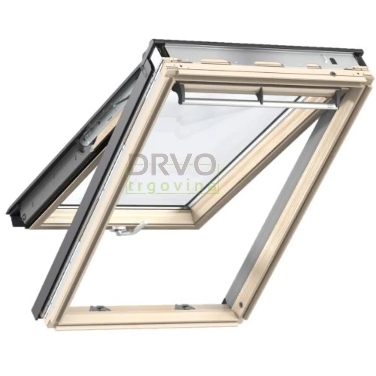 VELUX PREMIUM KROVNI PROZOR, BEZBOJNI LAK,DVOSTRUKI OVJES, DONJA RUČKA, STAKLO 70 