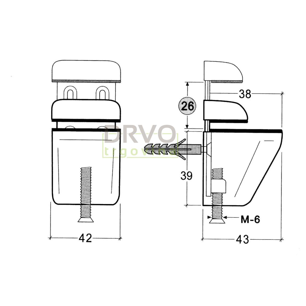 NOSAČ POLICA 4-26mm INOX SATIN 103337164 