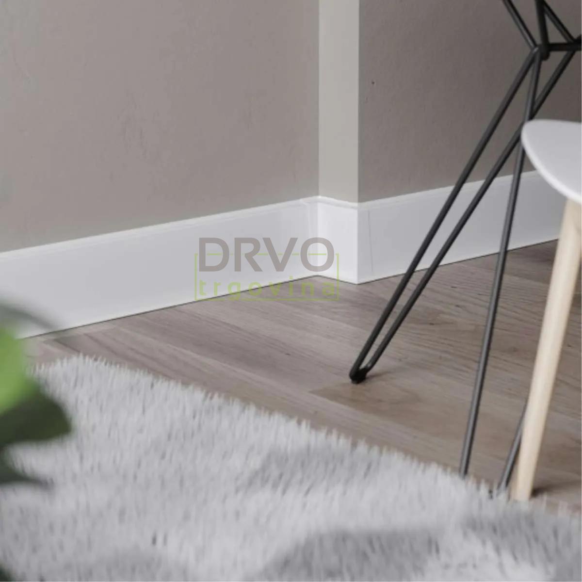 PVC LETVICA ZA LAMINAT HI LINE PRESTIGE 75mm P089/P9003 BIJELA 2,5m R123/R109 