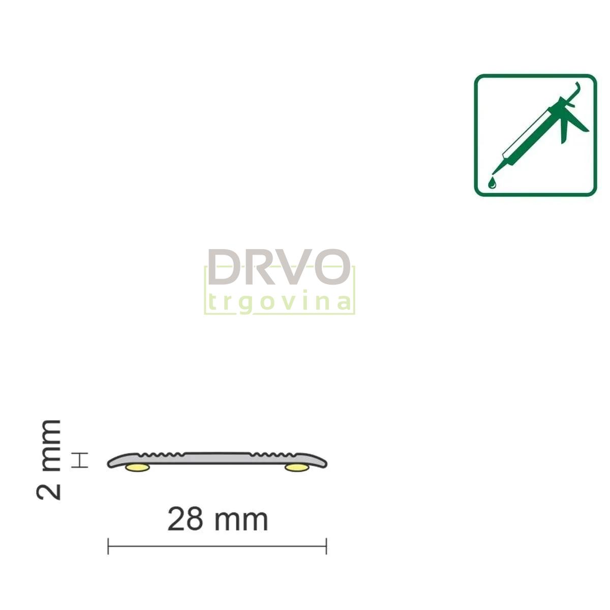 ALU PROFIL SIMPLE-FIX 23 90/ZLATNI SAMOLJEPLJIVI PRIJELAZNI RAVNI 28mm 