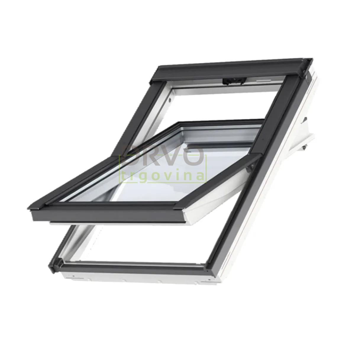 VELUX STANDARD PLUS KROVNI PROZOR, BIJELI POLIURETAN, GORNJA RUČKA, STAKLO 61 