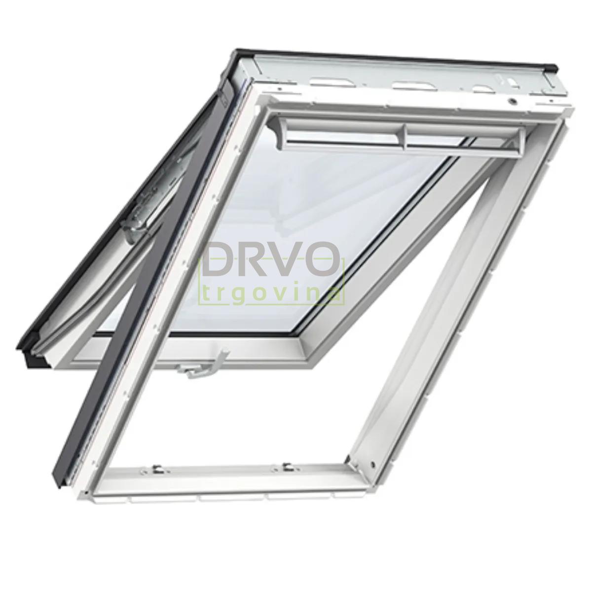 VELUX PREMIUM KROVNI PROZOR, BIJELA BOJA, DVOSTRUKI OVJES, DONJA RUČKA, STAKLO 70 