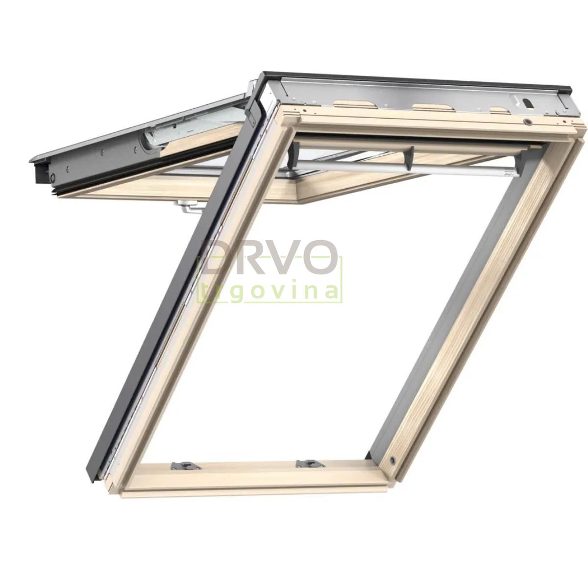 VELUX PREMIUM KROVNI PROZOR, BEZBOJNI LAK,DVOSTRUKI OVJES, DONJA RUČKA, STAKLO 68 
