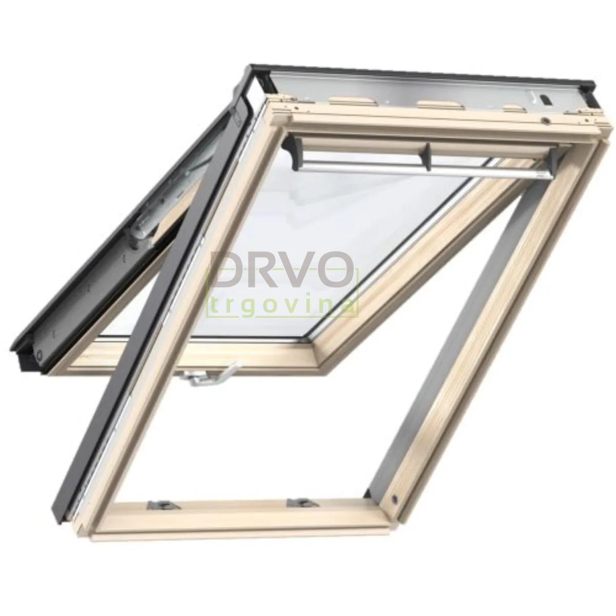 VELUX PREMIUM KROVNI PROZOR, BEZBOJNI LAK,DVOSTRUKI OVJES, DONJA RUČKA, STAKLO 70 