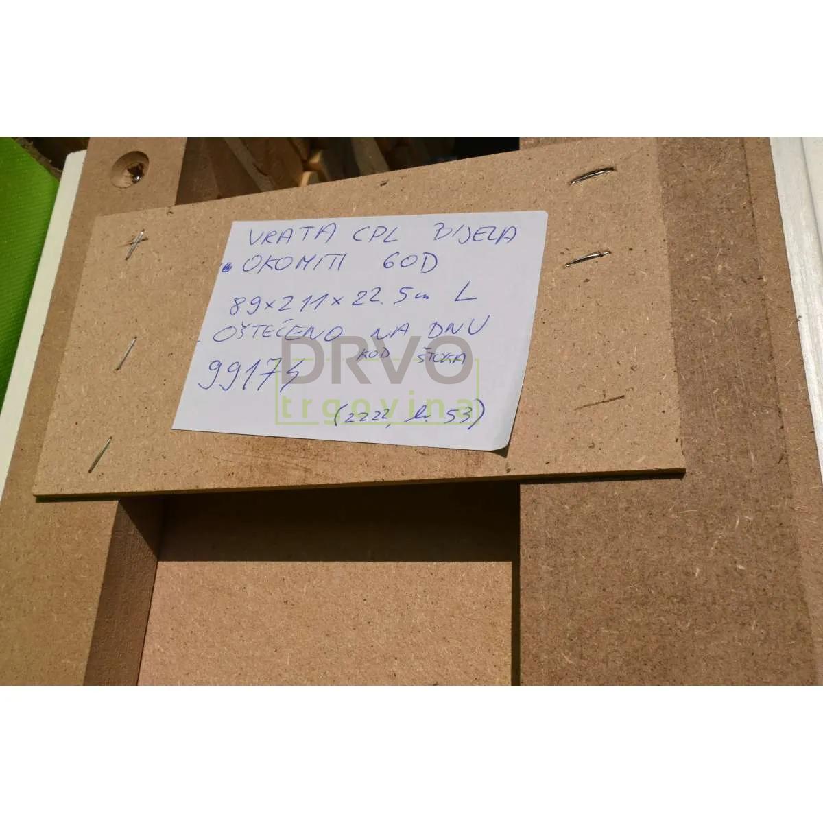 VRATA SA SKRIVENIM PANTIMA I MAGNETSKOM BRAVOM CPL UNUTARNJA Cpl 0011 Bijela, 77x200x15 cm, L 
