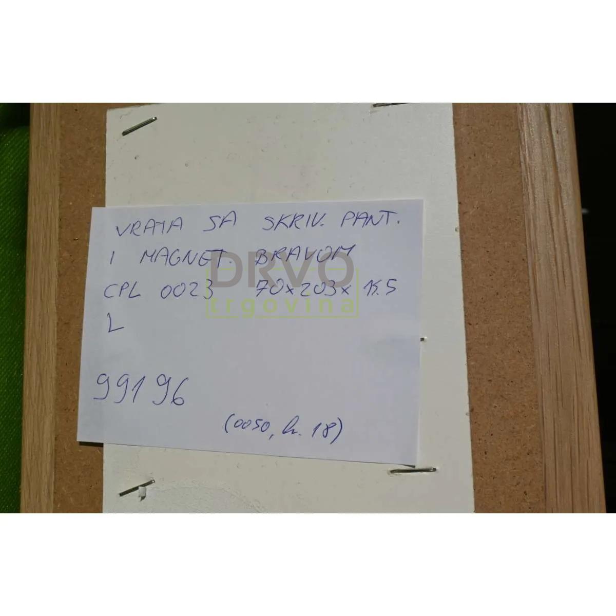 VRATA SA SKRIVENIM PANTIMA I MAGNETSKOM BRAVOM CPL UNUTARNJA Cpl 0011 Bijela, 77x200x16,5 cm, D, WC brava 